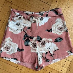 Tie Front Floral Shorts